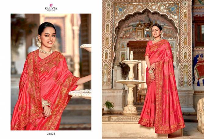 Kalista Bahurani Heavy Wedding Wear Vichitra Silk Designer Saree Collection